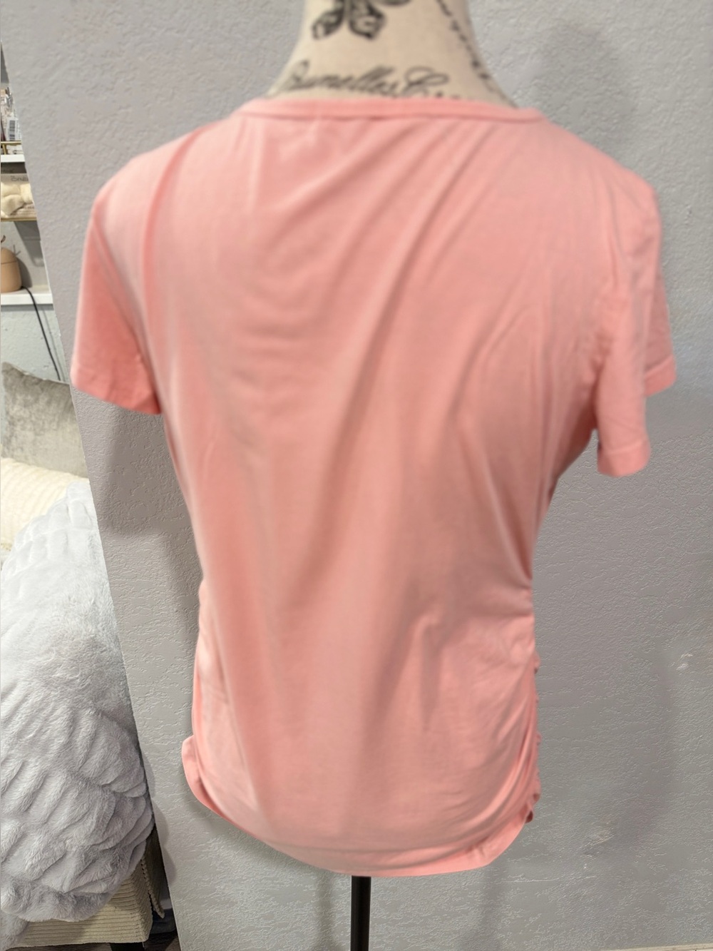 Bearsland Maternity Size Medium Pink Ruched Side Short Sleeve - Picture 5 of 7